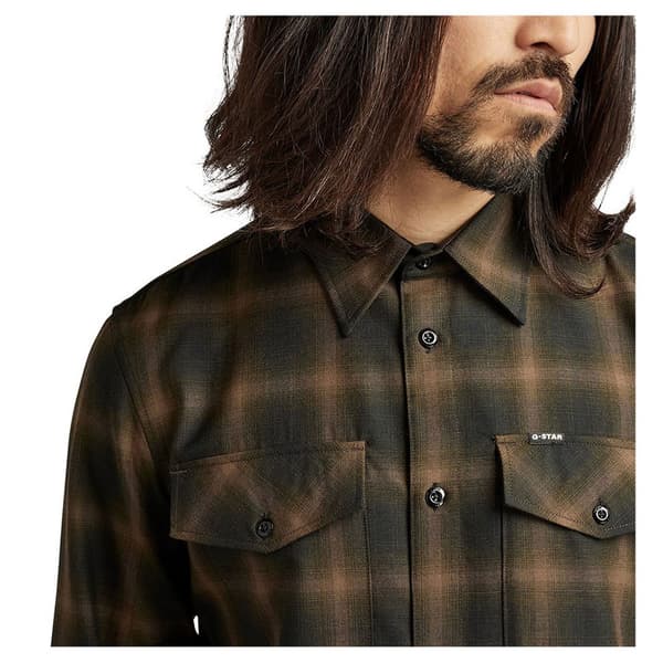 G-star Marine Slim Skjorte Med Lange ærmer Grøn,Brun XS Mand