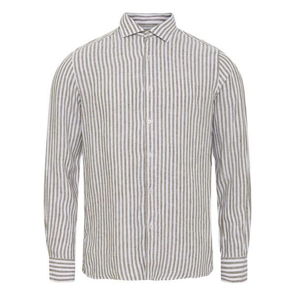 Sea Ranch Birger Striped Linen Skjorte Med Lange ærmer Grå L Mand