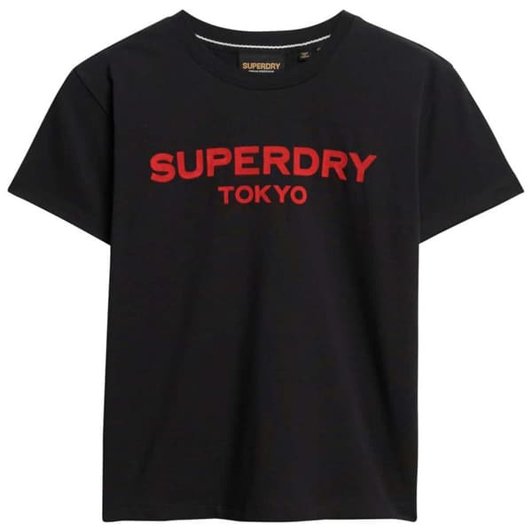 Superdry Sport Luxe Graphic Fitted T-shirt Med Korta ärmar Svart L Kvinna