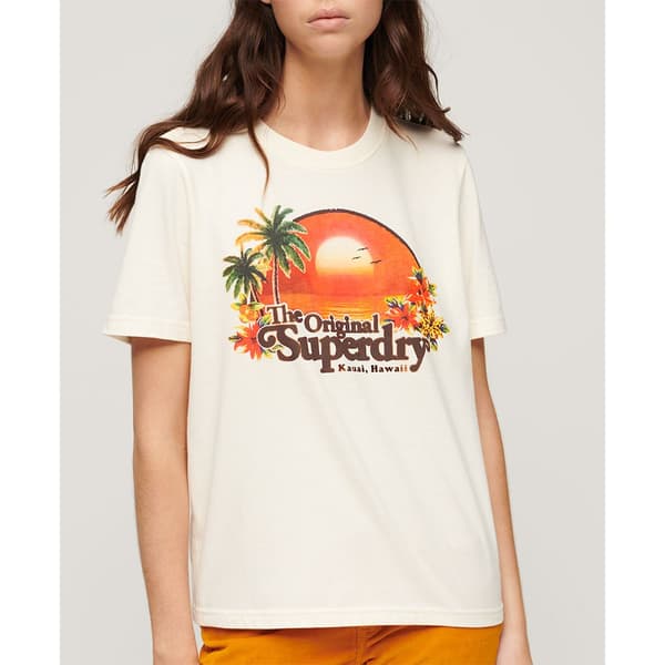 Superdry Travel Souvenir Relaxed T-shirt Med Korta ärmar Beige L Kvinna