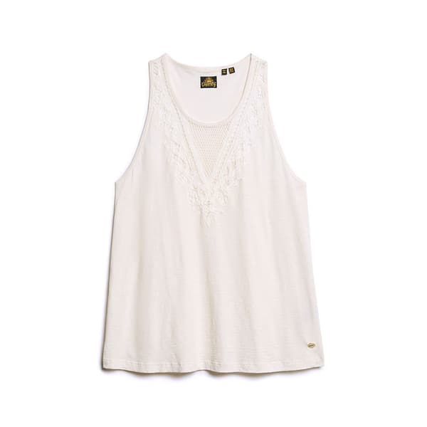 Superdry Lace ärmlös T-shirt Vit XS Kvinna