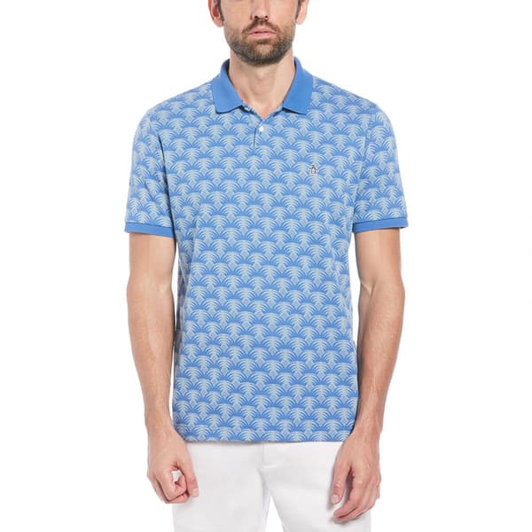 Original Penguin Ao Jacquard Geo Palm Kortärmad Polotröja Blå XL Man