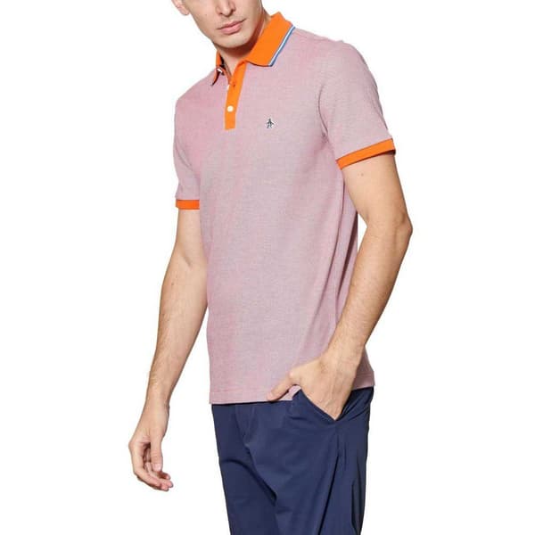 Original Penguin Birdseye Pique Jacquard Tip Placket Kortärmad Polotröja Orange S Man