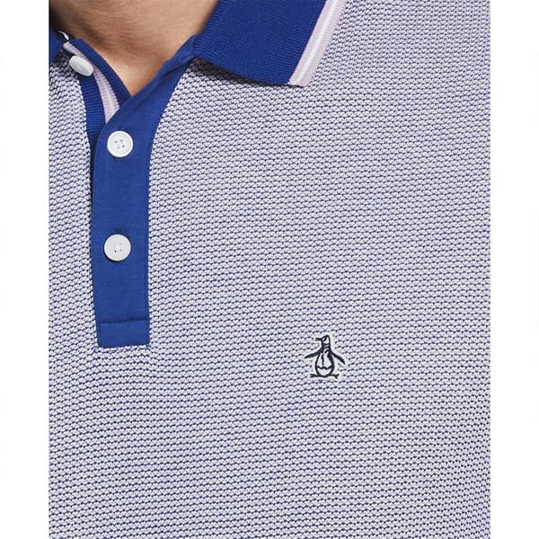 Original Penguin Birdseye Pique Jacquard Tip Placket Kortärmad Polotröja Grå XL Man
