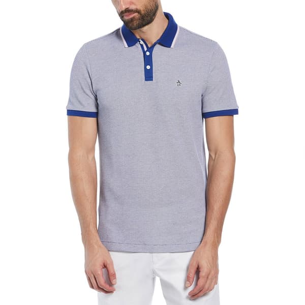 Original Penguin Birdseye Pique Jacquard Tip Placket Kortärmad Polotröja Grå XL Man