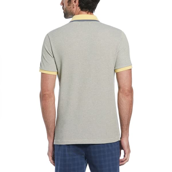 Original Penguin Birdseye Pique Jacquard Tip Placket Kortärmad Polotröja Grå XL Man
