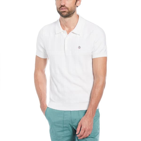 Original Penguin Cash Like 3 Button Jacquard Kortärmad Polotröja Vit L Man