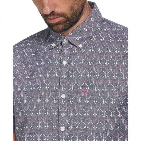Original Penguin Chambray Aop Paddles Kortärmad Skjorta Blå L Man