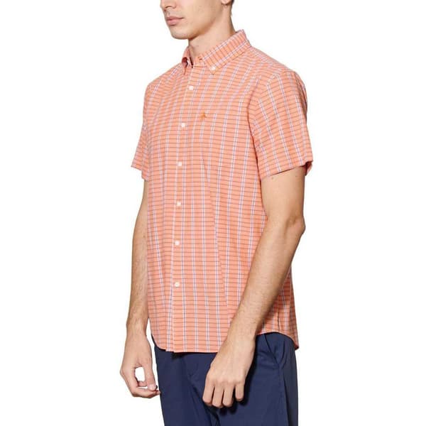 Original Penguin Crinkle Yarn Check Kortærmet Skjorte Orange XL Mand