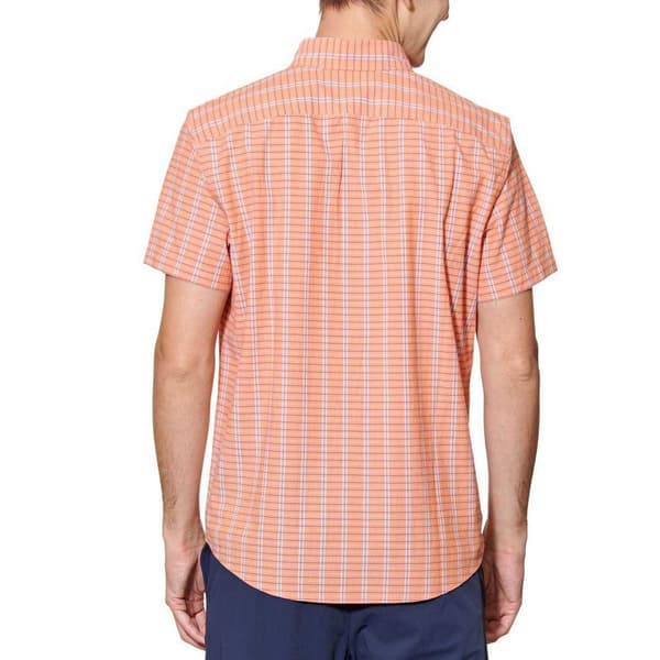 Original Penguin Crinkle Yarn Check Kortærmet Skjorte Orange XL Mand