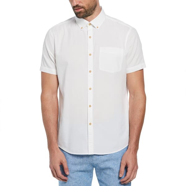 Original Penguin Crinkle Yarn Solid Kortärmad Skjorta Vit XL Man