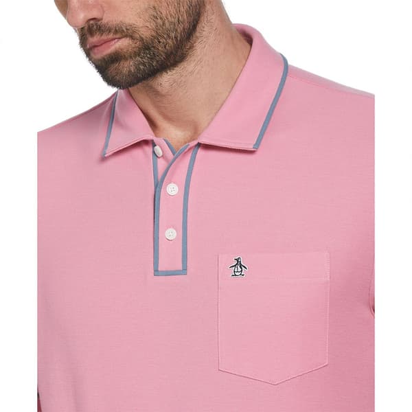 Original Penguin Earl Org Pique Sticker Pete Kortärmad Polotröja Rosa S Man