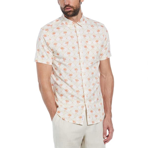 Original Penguin Ev Twill Palm Tiles Kortärmad Skjorta Vit L Man
