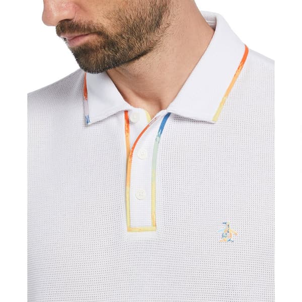 Original Penguin Organic Pride Space Dye Tip Mesh Kortärmad Polotröja Vit XL Man