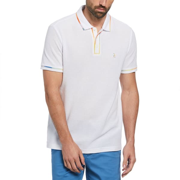 Original Penguin Organic Pride Space Dye Tip Mesh Kortærmet Polo Hvid S Mand