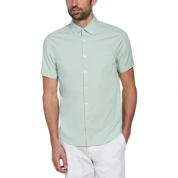 Original Penguin Stretch Poplin Kortärmad Skjorta Grönt L Man