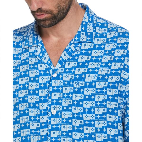 Original Penguin Vsc Camp Aop Geo Logo Kortärmad Skjorta Blå L Man