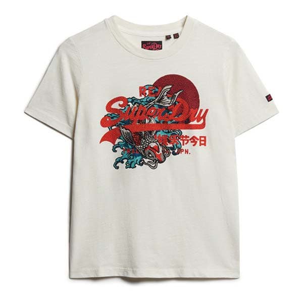 Superdry Tokyo Vl Graphic Relaxed T-shirt Med Korta ärmar Vit S Kvinna