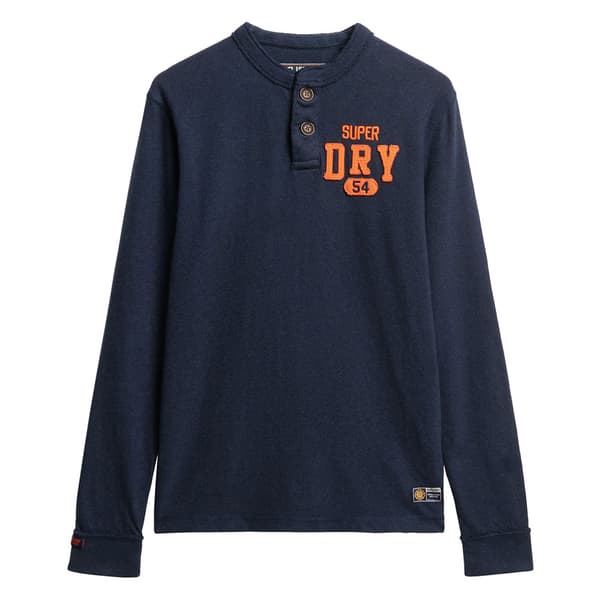 Superdry Vintage Athletic Grandad T-shirt Med Lång ärm Blå M Man