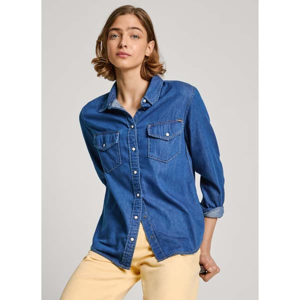 Pepe Jeans Pl304894 Skjorta Med Långa ärmar Blå M Kvinna