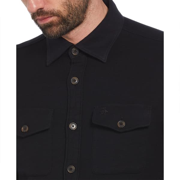 Original Penguin Cloth Loopback Overshirt Skjorte Med Lange ærmer Sort S Mand