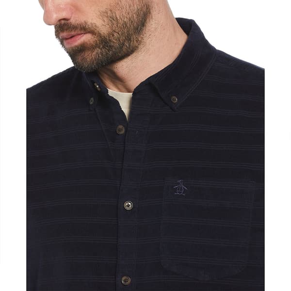 Original Penguin Dobby Corduroy Pitkähihainen Kauluspaita Sininen L Mies