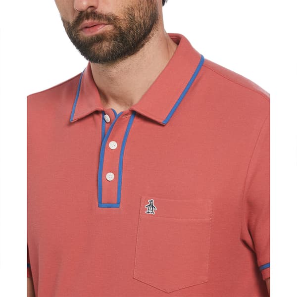 Original Penguin Earl Organic Pique Sticker Pete Kortærmet Polo Rød S Mand