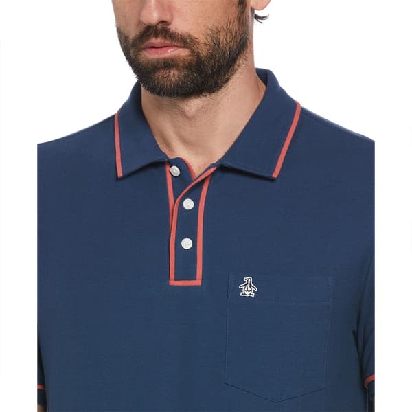 Original Penguin Earl Organic Pique Sticker Pete Kortärmad Polotröja Blå S Man