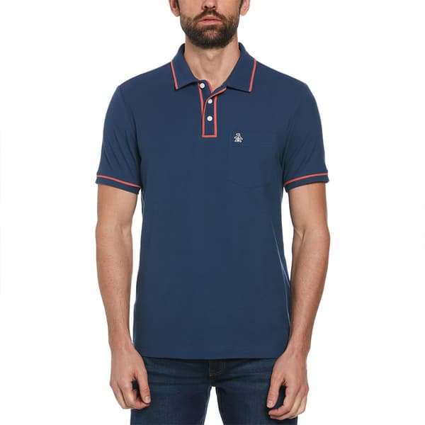 Original Penguin Earl Organic Pique Sticker Pete Kortärmad Polotröja Blå S Man