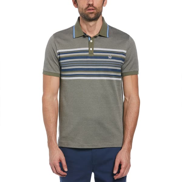 Original Penguin Jacquard Eng Stripe Kortärmad Polotröja Grå S Man