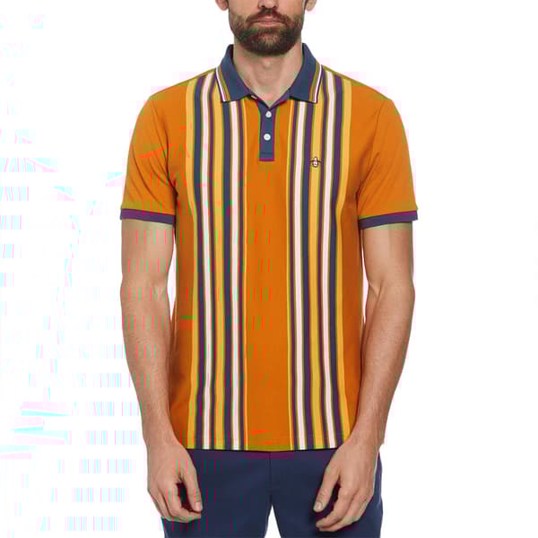 Original Penguin Organic Interlock Bowling Stripe Kortærmet Polo Orange L Mand