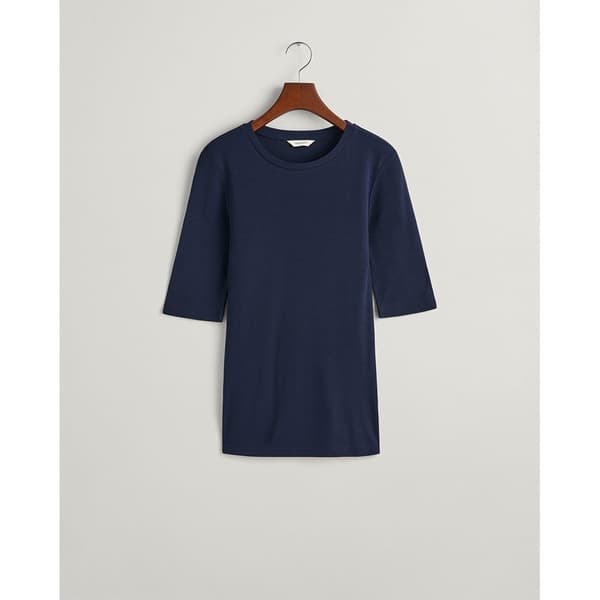 Gant Slim Light T-shirt Med Korta ärmar Blå XS Kvinna