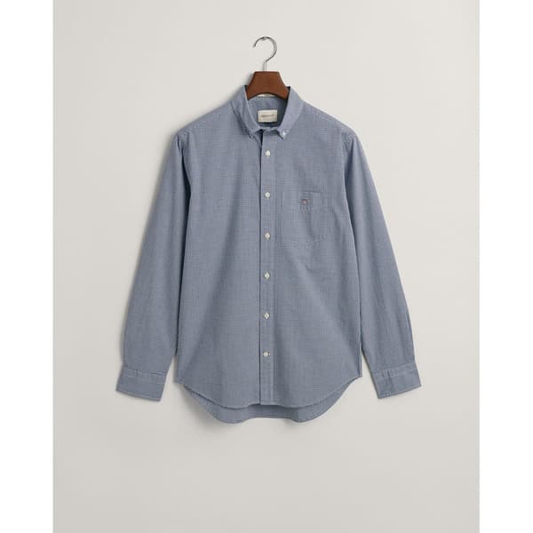 Gant Reg Micro Check Skjorte Med Lange ærmer Blå M Mand