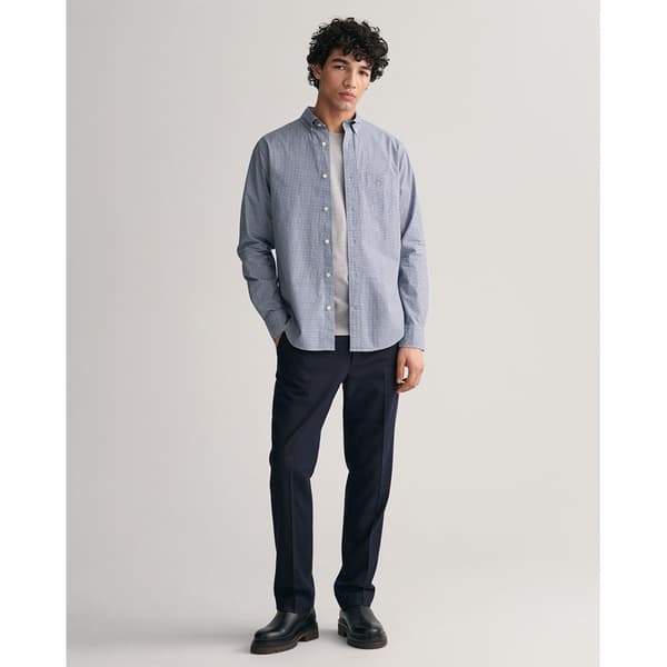 Gant Reg Micro Check Skjorte Med Lange ærmer Blå M Mand