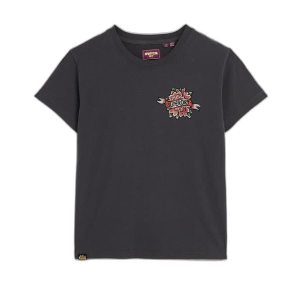 Superdry Tattoo Rhinestone Fitted T-shirt Med Korta ärmar Grå S Kvinna