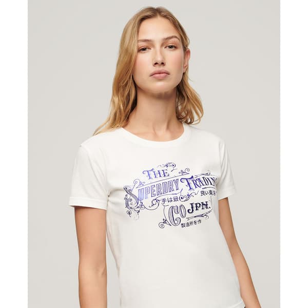 Superdry Foil Workwear Fitted T-shirt Med Korte ærmer Hvid S Kvinde