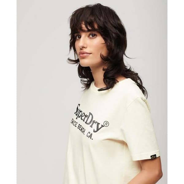 Superdry Metallic Venue Relaxed T-shirt Med Korta ärmar Beige L Kvinna