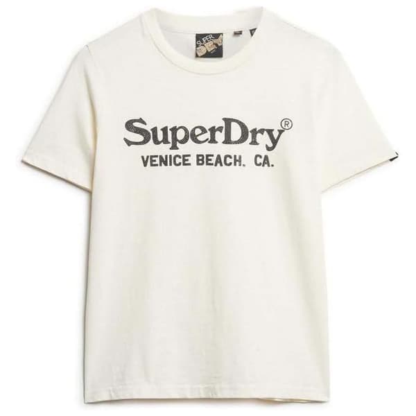 Superdry Metallic Venue Relaxed T-shirt Med Korta ärmar Beige L Kvinna