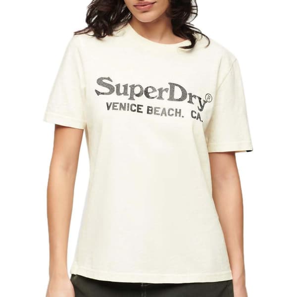 Superdry Metallic Venue Relaxed T-shirt Med Korta ärmar Beige L Kvinna