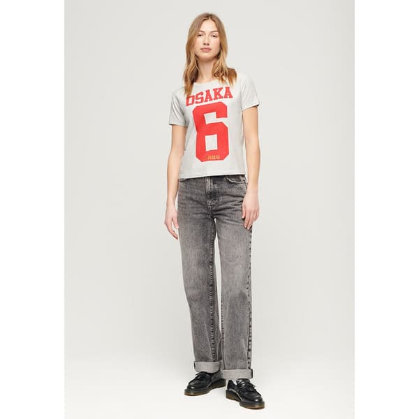 Superdry Osaka Graphic Fitted T-shirt Med Korta ärmar Grå M Kvinna