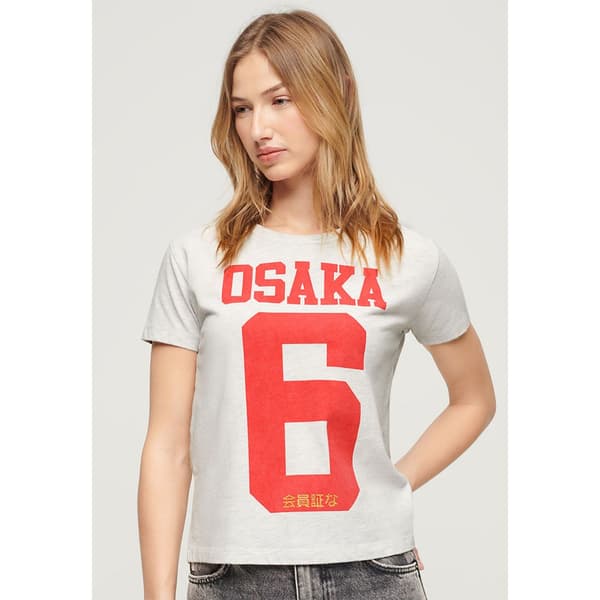 Superdry Osaka Graphic Fitted T-shirt Med Korta ärmar Grå M Kvinna