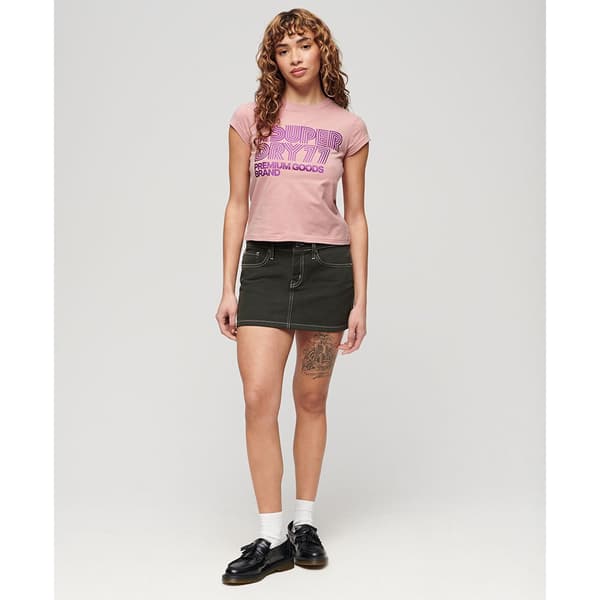 Superdry Retro Glitter Logo Cap Lyhythihainen T-paita Pinkki M Nainen