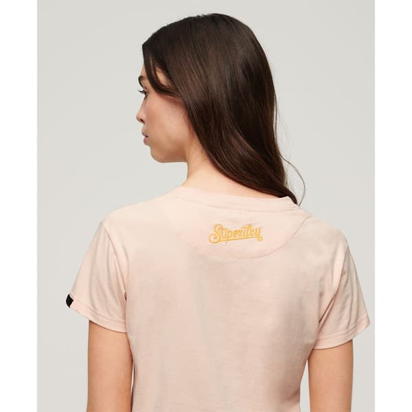 Superdry Tattoo Embroidered Fitted T-shirt Med Korta ärmar Beige M Kvinna
