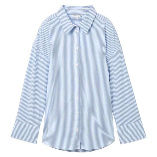 Tom Tailor Striped Poplin Skjorta Blå S Kvinna