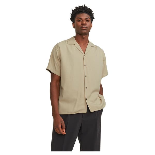 Jack & Jones Aaron Tencel Resort Kortærmet Skjorte Beige M Mand