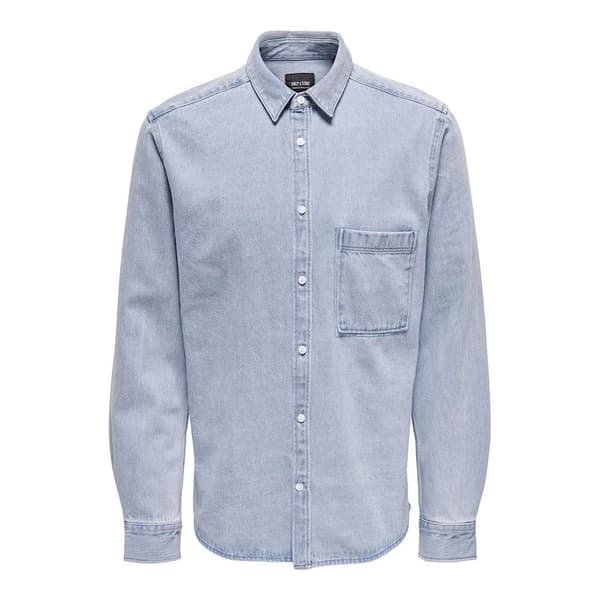 Only & Sons Benny Reg Chambray Skjorte Med Lange ærmer Blå L Mand