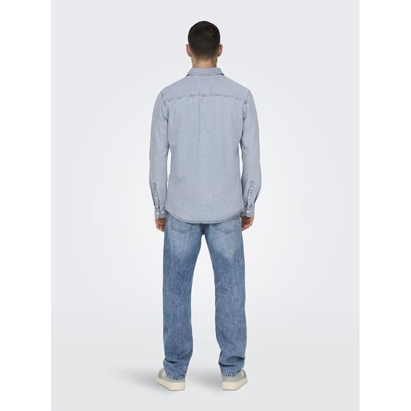 Only & Sons Benny Reg Chambray Skjorte Med Lange ærmer Blå L Mand