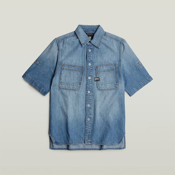 G-star Slanted Double Pocket Regular Kortärmad Skjorta Blå 2XS Man