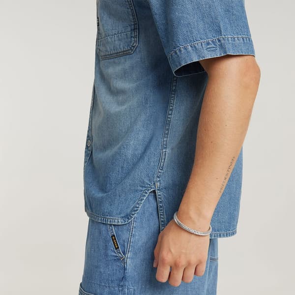 G-star Slanted Double Pocket Regular Kortärmad Skjorta Blå 2XS Man