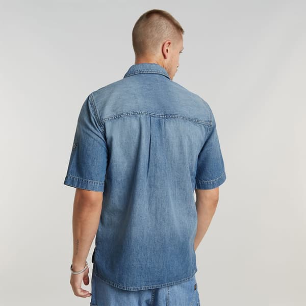 G-star Slanted Double Pocket Regular Kortärmad Skjorta Blå 2XS Man